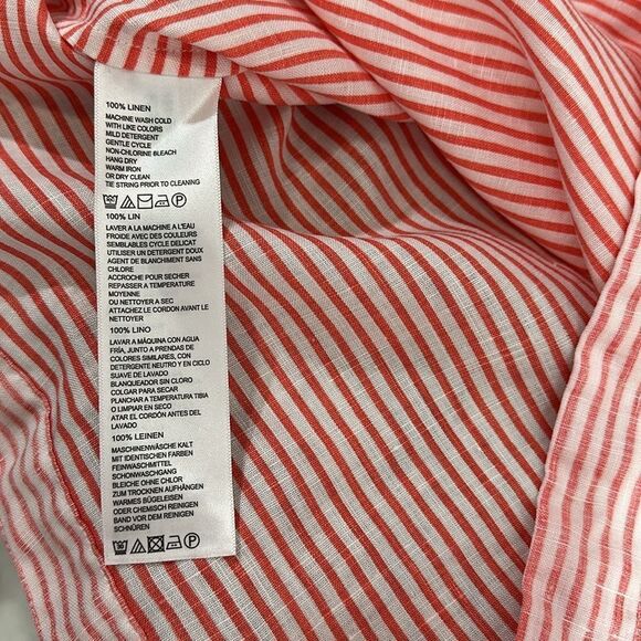 Tommy Bahama Crystalline Waters Lace-Up Linen Top Pink Striped Size XL - Picture 7 of 9